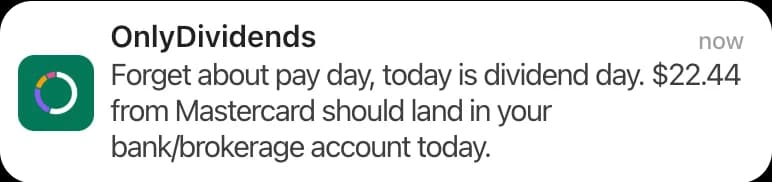 OnlyDividends dividend notification